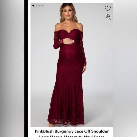 Pinkblush Burgundy maternity Lace Long Sleeve Dress - Picture 2 of 5